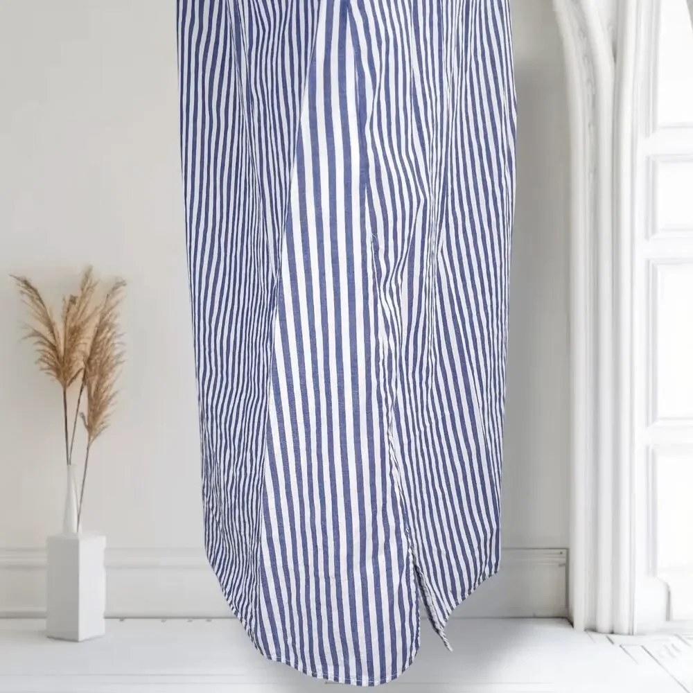 Vintage Victoria's Secret Blue Striped Cotton Sleep Shirt Nightgown Oversized S